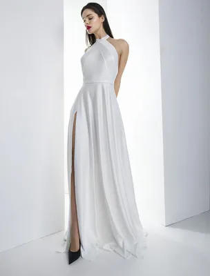 Белое шёлковое платье в пол купить в Москве