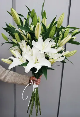 Белые лилии, артикул F82773 - 8470 рублей, доставка по городу. Flawery -  доставка цветов в Тюмени