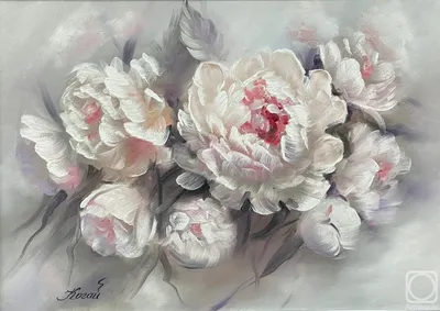 Белые пионы» картина Когай Жанны маслом на холсте — купить на ArtNow.ru