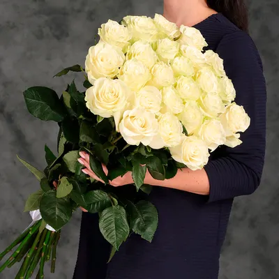 Купить Большой букет белых роз в Интернет-магазине TopFlo – доставка по  Москве и МО.