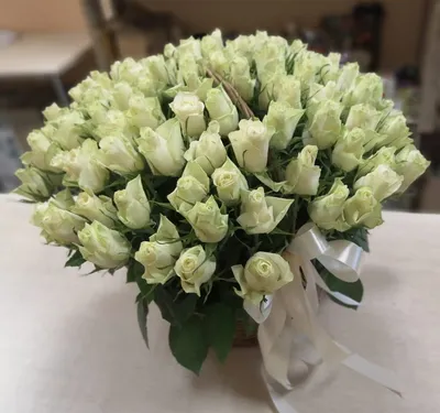 Букет из 51 элитной белой розы Эквадор купить с доставкой в Томске