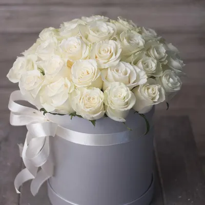 Купить 33 белых роз в коробке по доступной цене с доставкой в Москве и  области в интернет-магазине Город Букетов