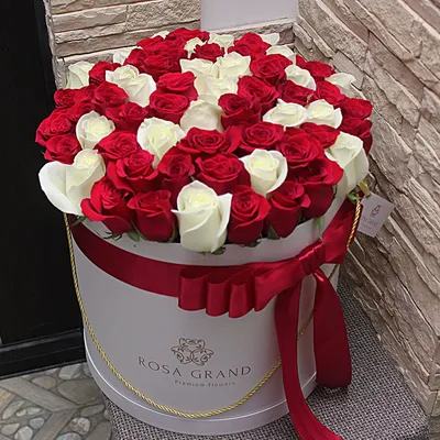 Купить 25 белых роз в черной коробке в Нижнем Новгороде