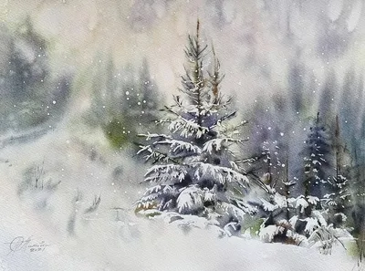 Живописные виды белого снега