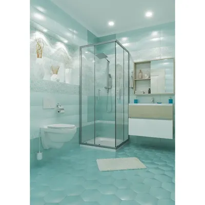 Бирюзовые ванные комнаты с керамогранитной плиткой –135 лучших фото-идей  дизайна интерьера ванной | Houzz Россия