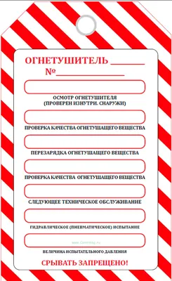 Маркировочная бирка \"Вид технического обслуживания огнетушителя\" - купить в  интернет-магазине CentrMag по лучшим ценам! (00-01052630)