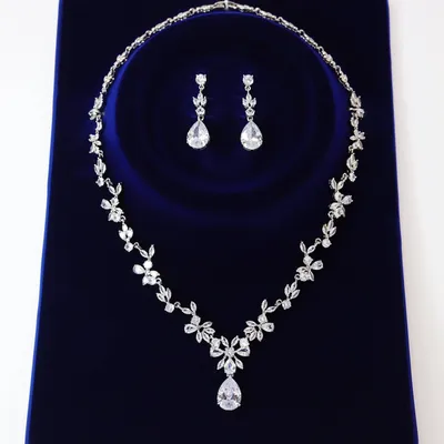 Swarovski Crystal Bridal V Drop Necklace , Long Bridal Jewelry, Bridal –  TheMillenniumBride