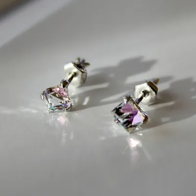 ATLANTA jewelry Серьги пусеты (гвоздики) с кристаллами Swarovski (Сваровски)  из серебра 925 пробы - купить с доставкой по выгодным ценам в  интернет-магазине OZON (268207799)