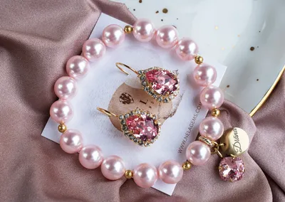 Swarovski Pink Teddy Bear Necklace Earrings Bracelet Gift Set W/ Jewelry  Box | eBay