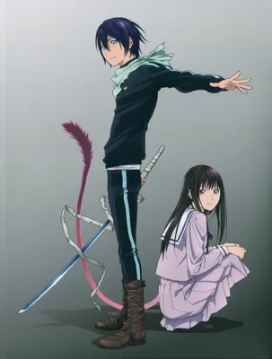 Фото Демон Yato с катаной и Hiyori Iki из аниме Noragami / Бездомный бог,  art by Toka Adachi