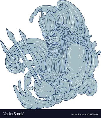 Могучий Бог Воды Моря Океанов Нептун Посейдон Тритон Трезубец Нептуна  стоковое фото ©Zwiebackesser 626782170
