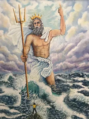 могущественный бог воды моря и океанов нептун посейдон тритон. нептуны  трезубца как сила и несдержанность символа. Стоковое Изображение -  изображение насчитывающей завершенность, фасоли: 213523757