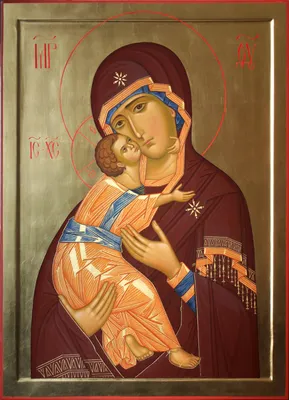 Икона \"Пресвятая Богородица с Младенцем Иисусом Христом\" (современная  переработка иконы Божией Матери \"Пименовская\") – заказать икону в  иконописной мастерской в Москве
