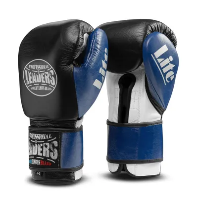 Боксерские перчатки Leaders черно-синий, 14 унций - купить в Москве, цены  на Мегамаркет