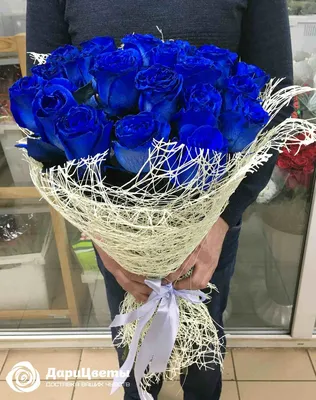 Вау букет из синих роз с эвкалиптом | купить недорого | доставка по Москве  и области