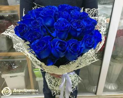 Букет 19 синих роз (Premium) купить с доставкой в СПб