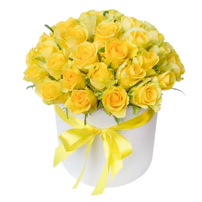 Желтые розы в коробке | купить недорого | доставка по Москве и области