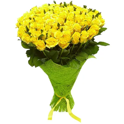 Букет 25 желтых роз высотой 100см купить с доставкой в СПб