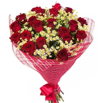 Красные розы Букет из 7 высоких красных роз в упаковке