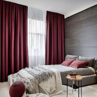 Дизайн спальни с бордовыми шторами | Смотреть 67 идеи на фото бесплатно