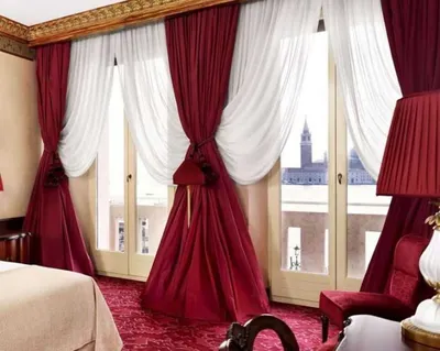 Бордовые шторы в интерьере гостиной (65 фото)
