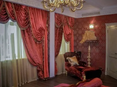 Бордовые шторы в спальне (43 фото)