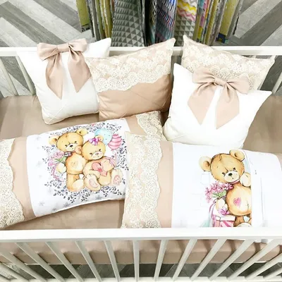 Комплект бортиков подушек в кроватку новорожденному | Примеры работ