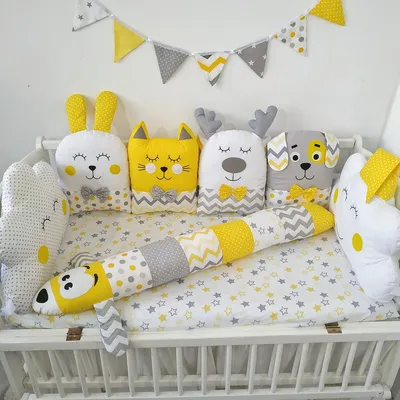 Защитные бортики подушечки зверюшки в детскую кроватку для младенцев  (новорожденных) купить недорого в Украине