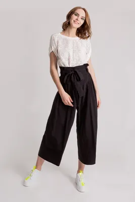 Широкие брюки-кюлоты Gilda (Цвет: Черный ) - Morozov Store –  интернет-магазин дизайнерской женской одежды