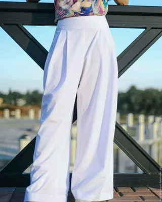 Летние брюки,широкие белые брюки в интернет-магазине Ярмарка Мастеров по  цене 8360 ₽ – D73THRU | Брюки, Оренбург - доставка по России