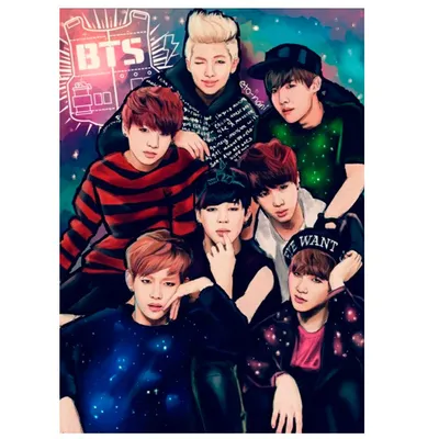 ᐉ Постер Let's Play Обложка музыкального альбома BTS - come back home 90х61  см