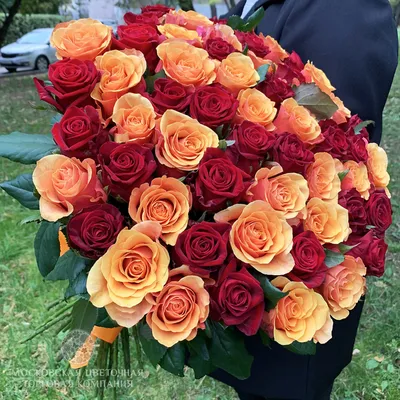 55 Красных роз в коробке с доставкой в Красноярске от DARIFLOWER Доставка  цветов в Красноярске.