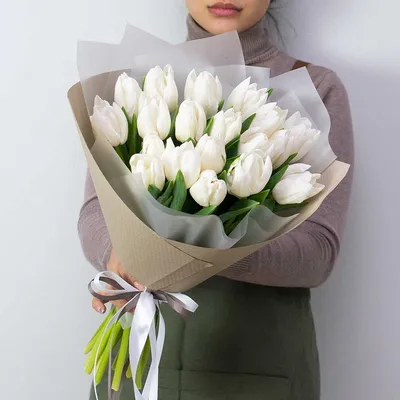 Bouquet of 25 white tulips in Tallin with delivery - Roses.ee