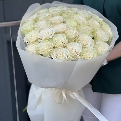 Купить белые розы в Щёлково с доставкой |Букет белых роз \" Принцесса \"-  Lilium
