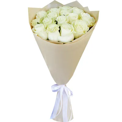 Купить Букет из 15 белых роз Премиум (70 см) с доставкой в Омске - магазин  цветов Трава