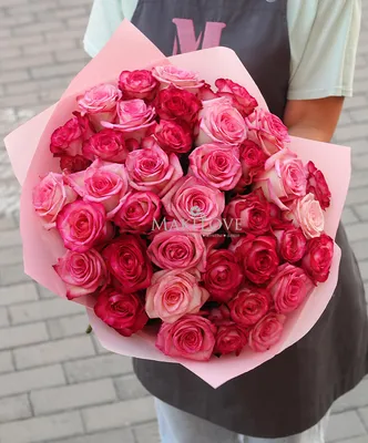 Букет из 37 розовых роз в крафт бумаге купить с доставкой в Челябинске -  салон Makilove