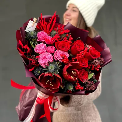Купить букет из амариллисов, антуриумов и леукадендронов с бесплатной  доставкой по Москве | Butik-Flowers