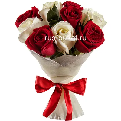 Супер стильный букет из красных и белых роз - Доставка цветов Феодосия -  Цветы Oliva's