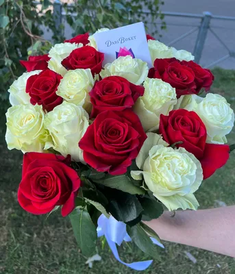 Artflower.kz | Букет из 101 белой и красной розы - Купить с доставкой в  Алматы по лучшей цене