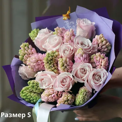 Цветы Весенний букет из гиацинтов, тюльпанов и роз доставка Владивосток  Цветочный король доставка
