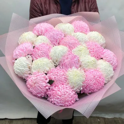 Букет из 15 Крупных одноголовых хризантем- купить в СПб с доставкой в  интернет магазине \"Цветочкин\"