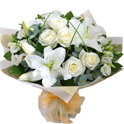 Букет \"Белые Розы и Лилии\" купить с доставкой по Краснодару