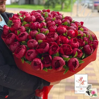 Заказать цветы пионы с доставкой в Москве 49 шт.