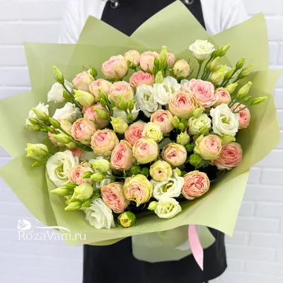 Купить букет из кустовой розы и эустомы \"нежная пастель\" в Евпатории в  интернет-магазине «Империя Цветов»