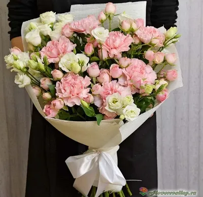 Купить букет из белых роз и гвоздик по доступной цене с доставкой в Москве  и области в интернет-магазине Город Букетов