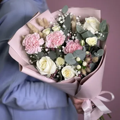 Букет из гвоздики, розы и хризантемы купить с доставкой по Томску: цена,  фото, отзывы.