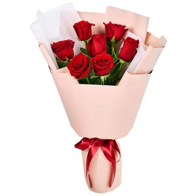 Купить Букет из 7 красных роз (50 см) с доставкой в Омске - магазин цветов  Трава
