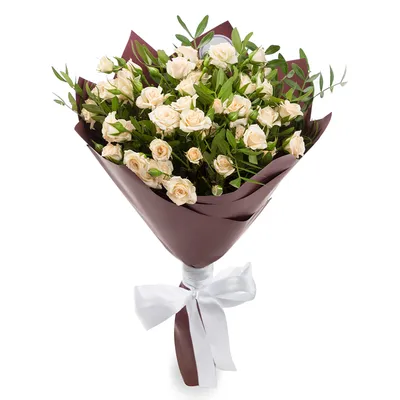 Букет из 7 белых роз с лентой с доставкой в Новосибирске. Служба доставки  цветов и подарков - FLO365