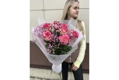 Букет из 7 розовых куст. пионовидных роз 1790 ₽ с доставкой по Москве