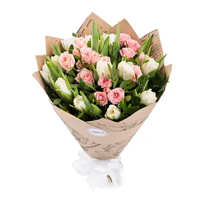 Букет из тюльпанов и роз фото фотографии